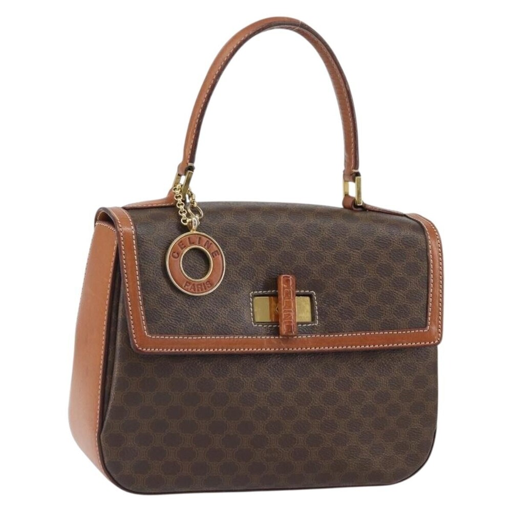 Celine Vintage Convertible Top Handle Macadam Coated Canvas Medium